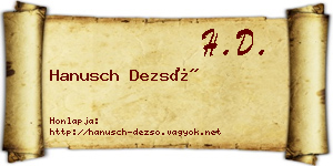 Hanusch Dezső névjegykártya